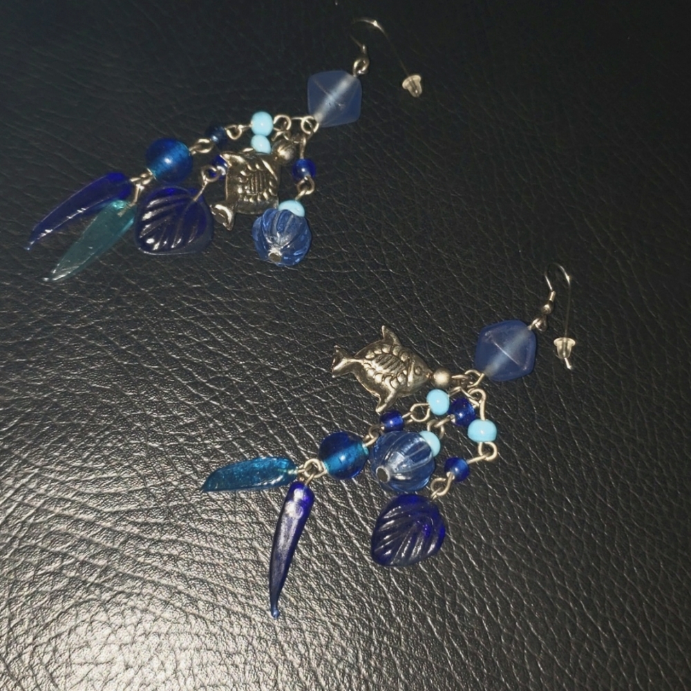 Unique fish in water earrings